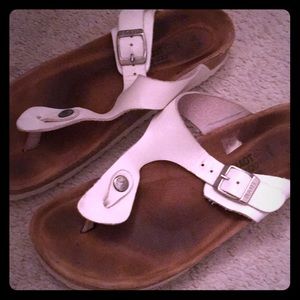 NAOT white leather sandals